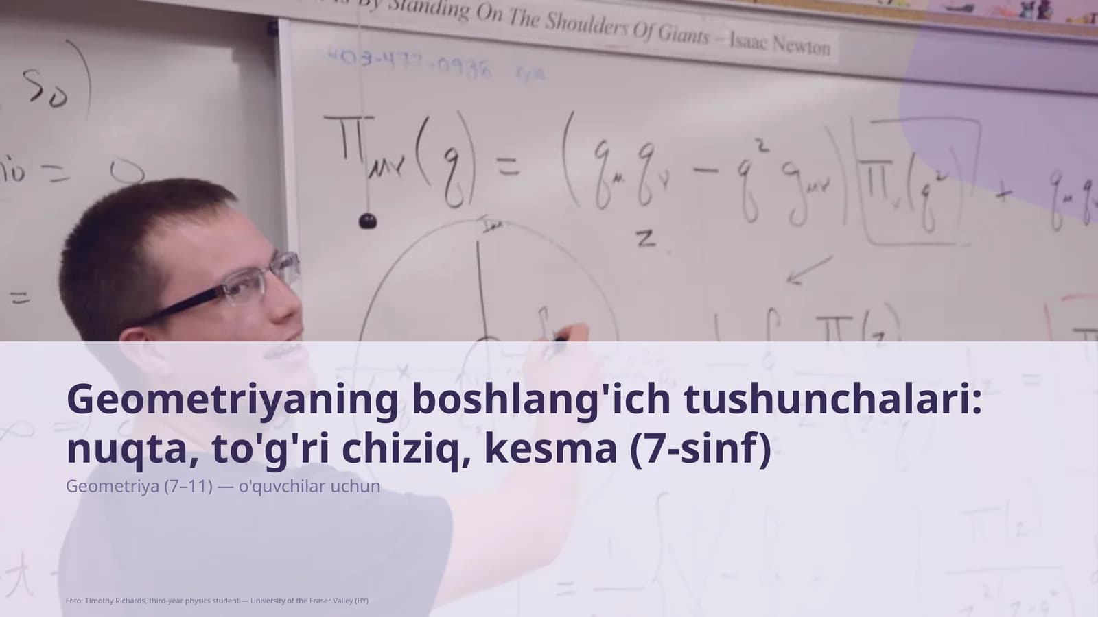 Geometriyaning boshlang'ich tushunchalari: nuqta, to'g'ri chiziq, kesma (7-sinf)