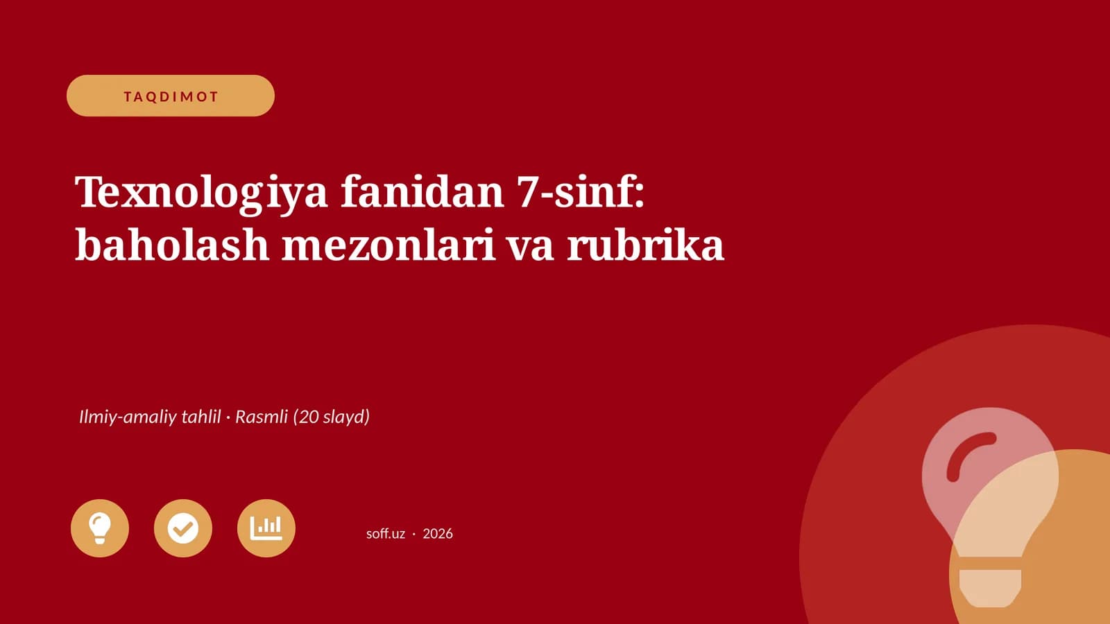 Texnologiya fanidan 7-sinf: baholash mezonlari va rubrika