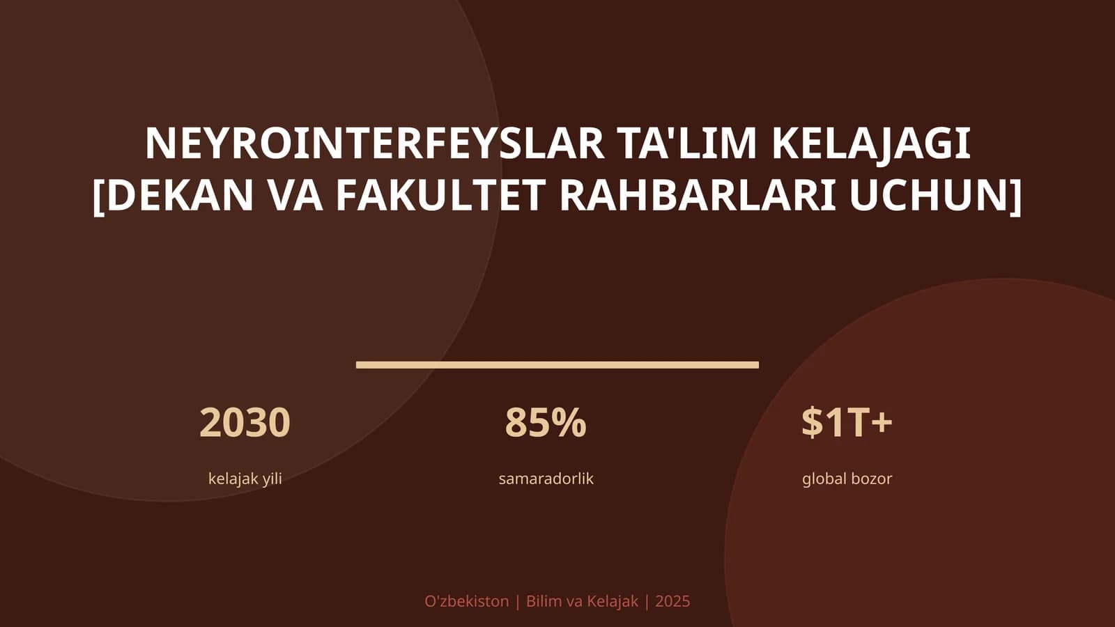 Neyrointerfeyslar ta'lim kelajagi [dekan va fakultet rahbarlari uchun]