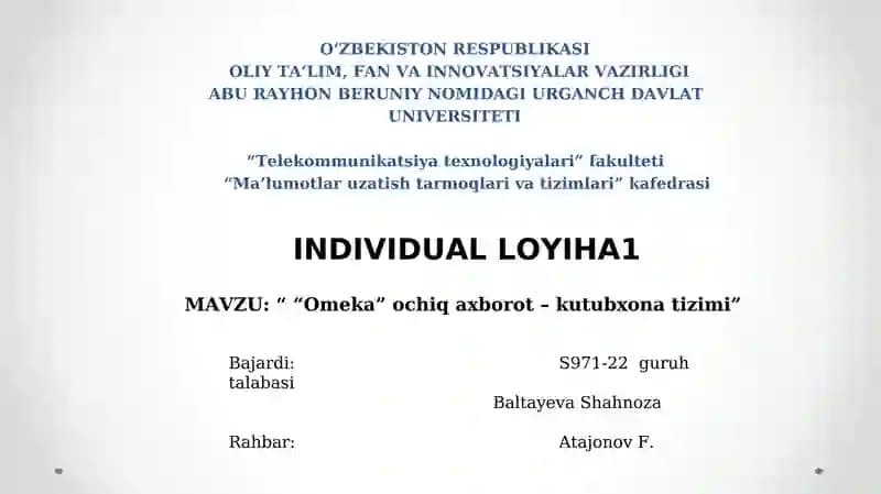 Omeka ochiqa xizmati - kutubxona tizimi