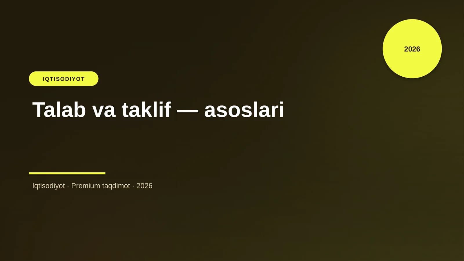 Talab va taklif — asoslari
