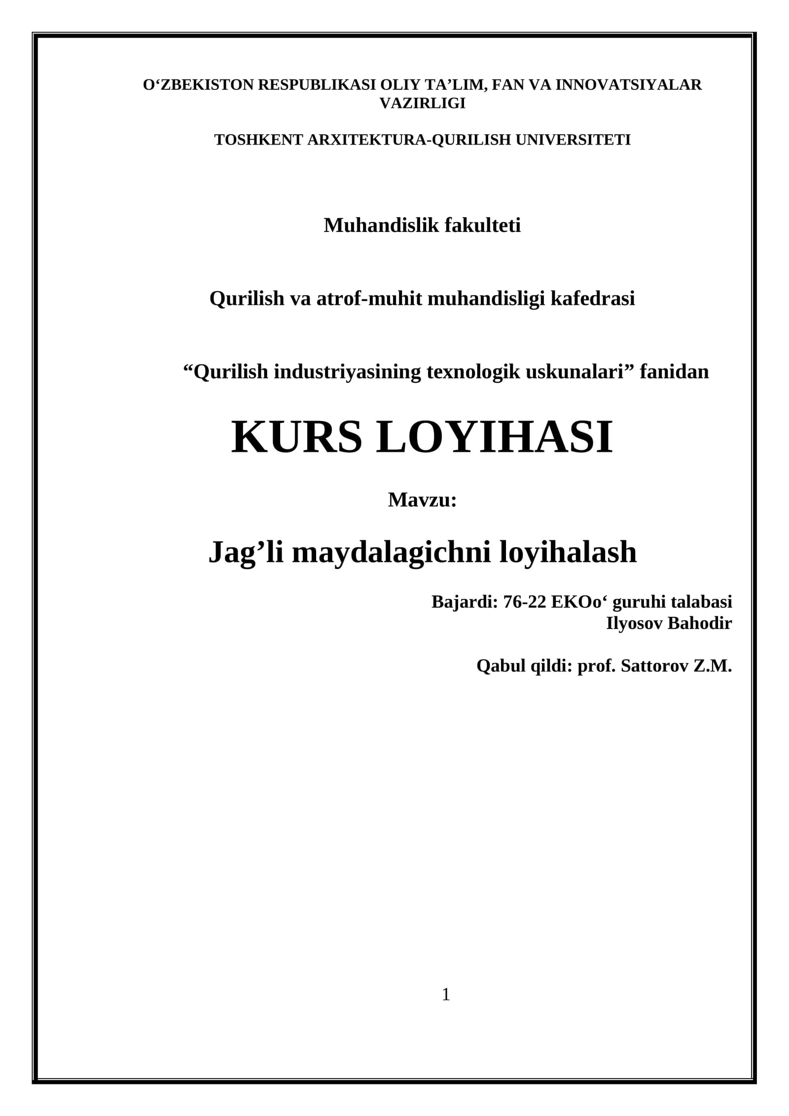 jagʻi MAYDALGICH kurs loyha
