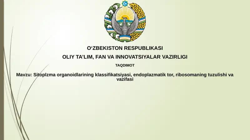 Sitoplazma organoidlarining klassifikatsiyasi