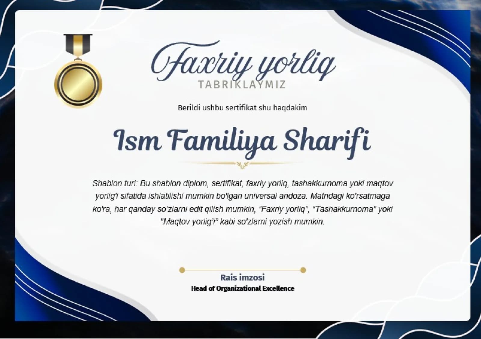 Faxriy yorliq