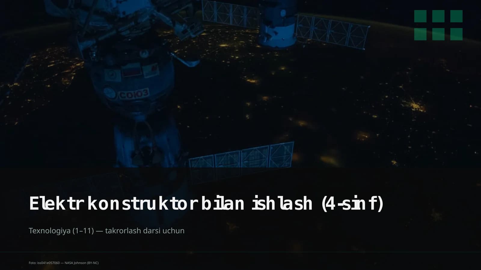 Elektr konstruktor bilan ishlash (4-sinf)