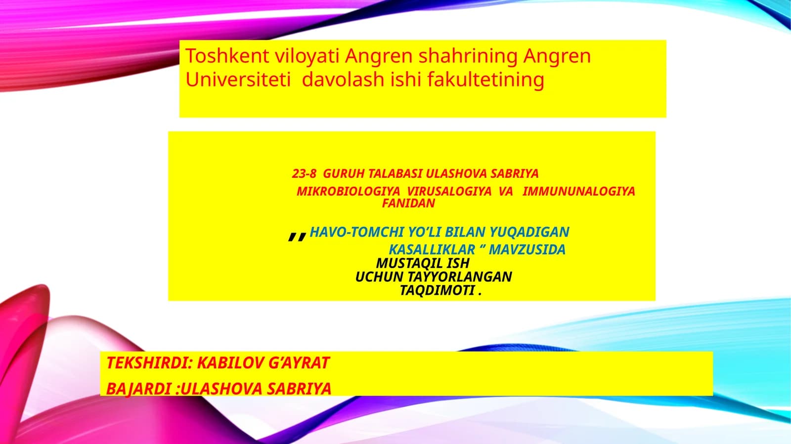 Mikrobiologiya virusa logiyasi va immunologiya fanidan