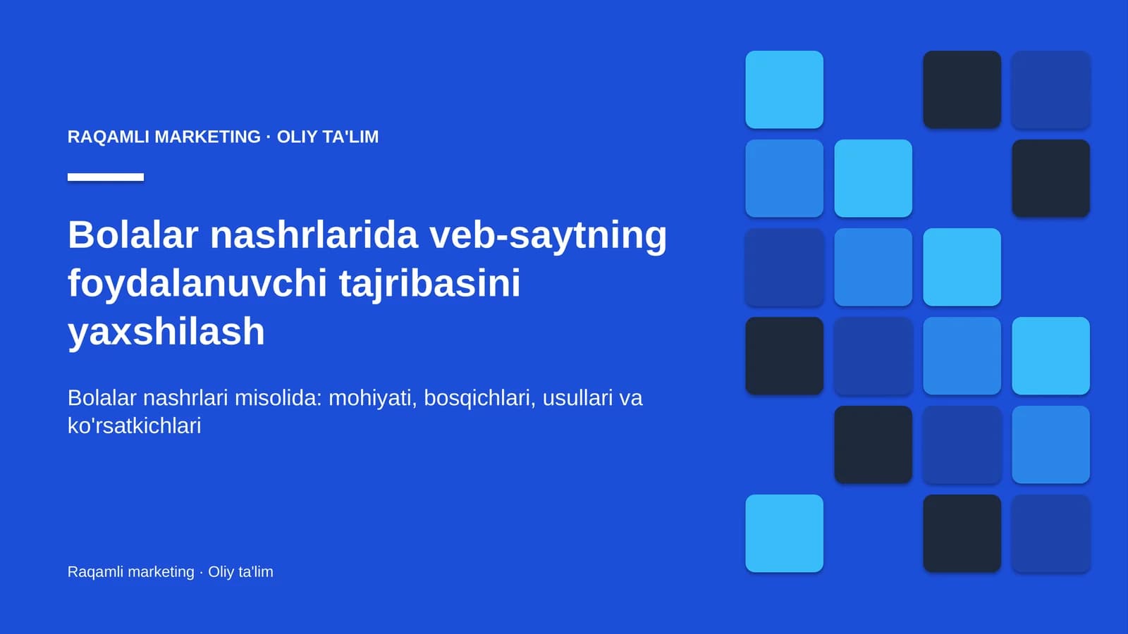 Raqamli Marketing · Oliy Ta'lim