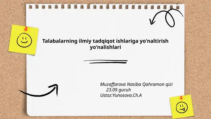Talabalarning ilmiy tadqiqot ishlariga yoʻnaltirish yoʻnalishlari