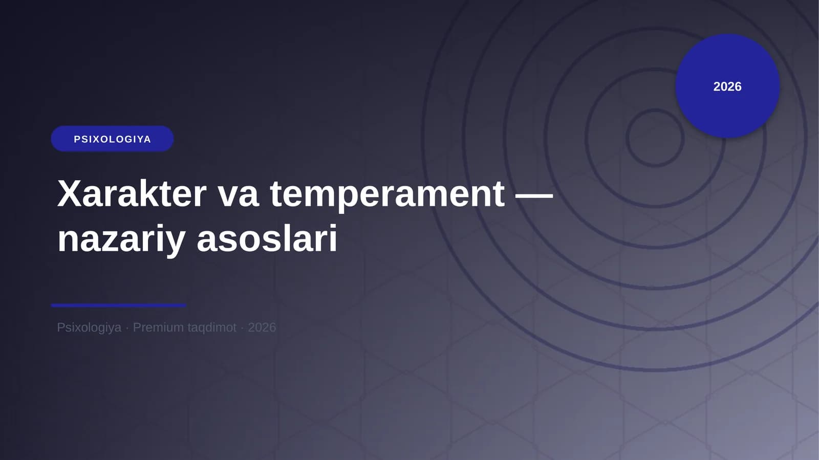 Xarakter va temperament — nazariy asoslari