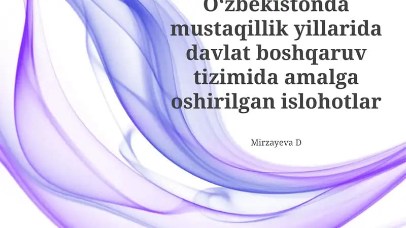 Davlat boshqaruv tizimi va islohotlar