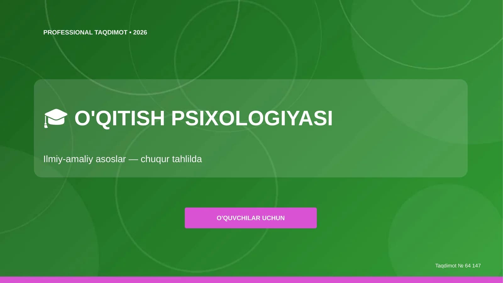 O'QITISH PSIXOLOGIYASI