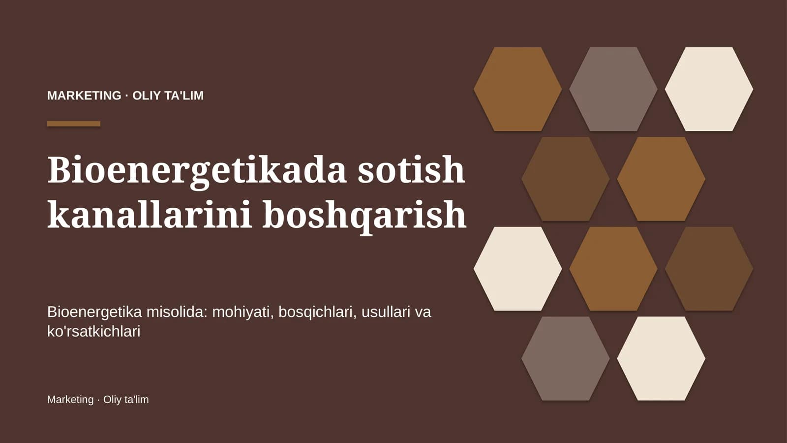 Bioenergetikada sotish kanallarini boshqarish