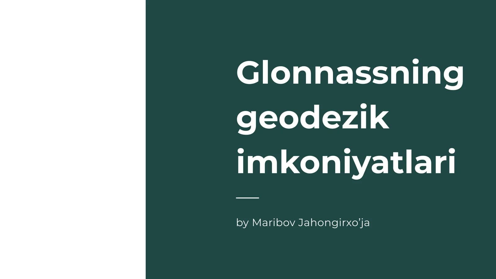 Glonnassning geodezik imkoniyatlari