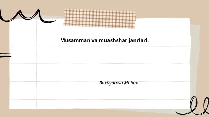 Musamman va muashshar janrlari