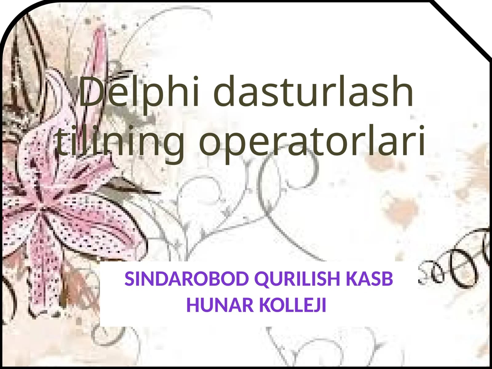 Delphidasturlashtiliningoperatorlari