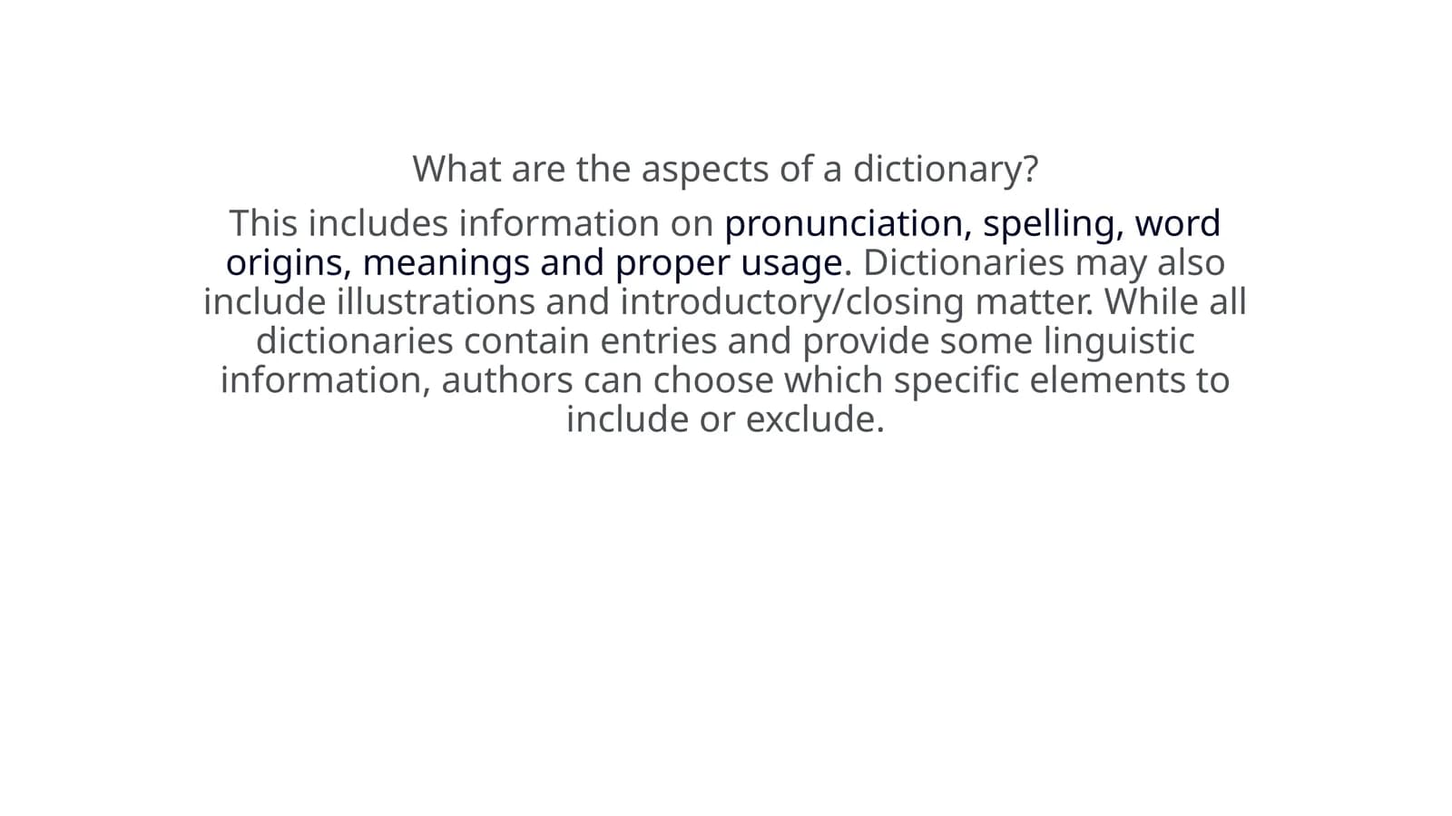 Dictionary aspects