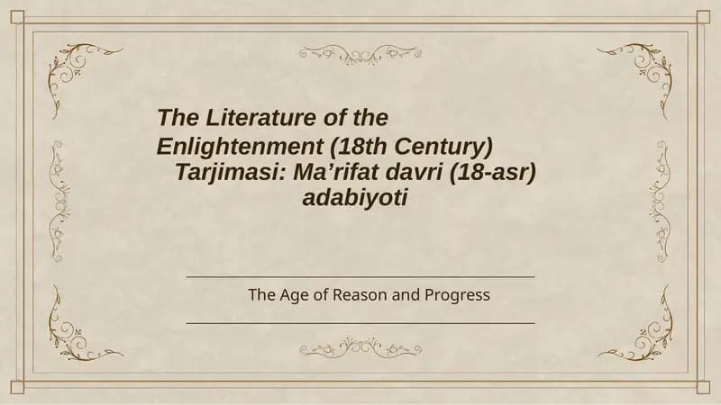 Ma’rifat davri (18-asr) adabiyoti