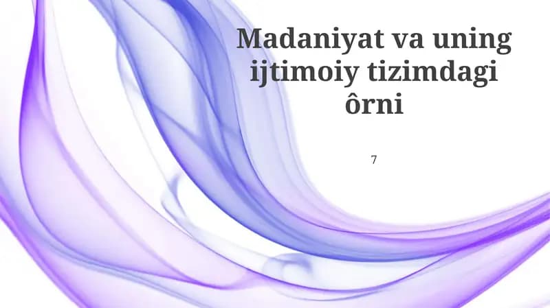 Madaniyat va ijtimoiy tizim: Asosiy tushunchalar