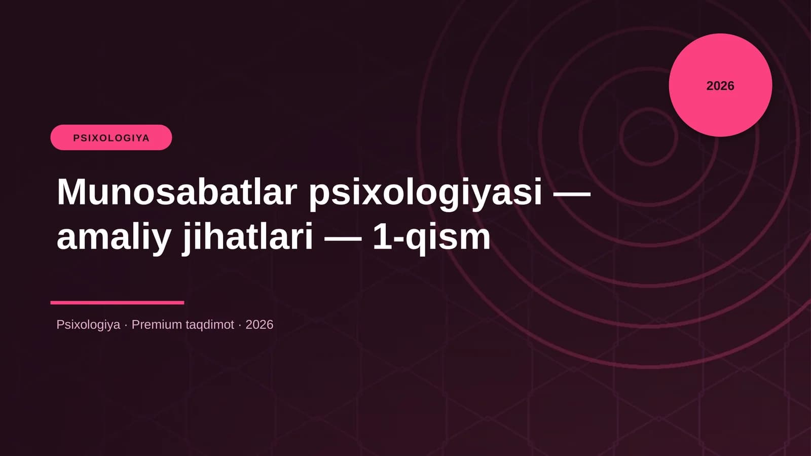 Munosabatlar psixologiyasi — amaliy jihatlari — 1-qism