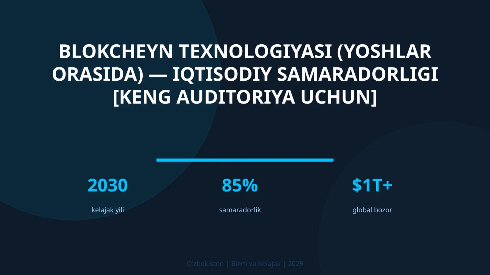 Blokcheyn texnologiyasi (yoshlar orasida) — iqtisodiy samaradorligi [keng auditoriya uchun]