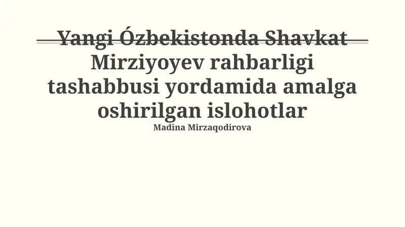 Maʼmuriy islohotlar konsepsiyasi
