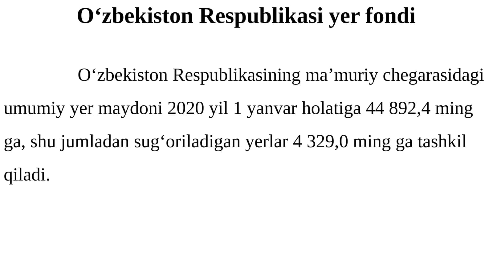 O‘zbekiston Respublikasi yerdondi