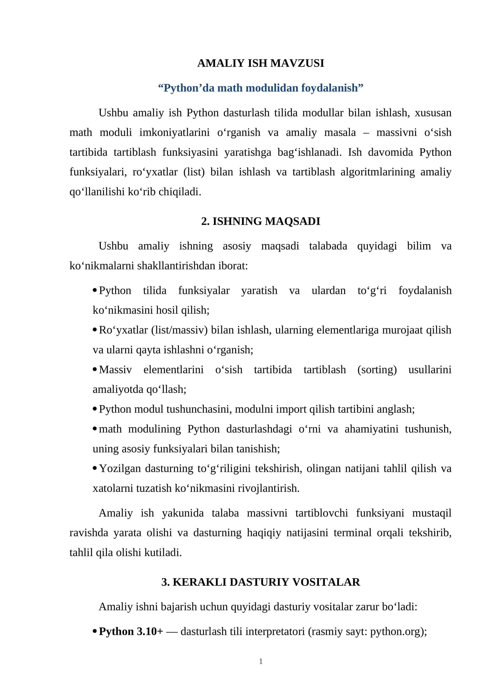 Python’da math modulidan foydalanish