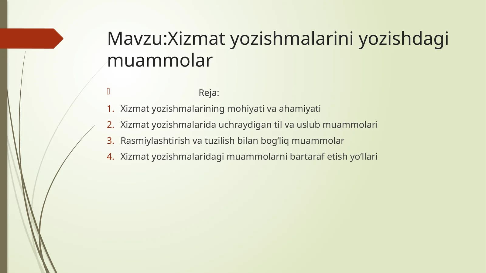 Xizmatyozishmalariniyozishdagimuammolar