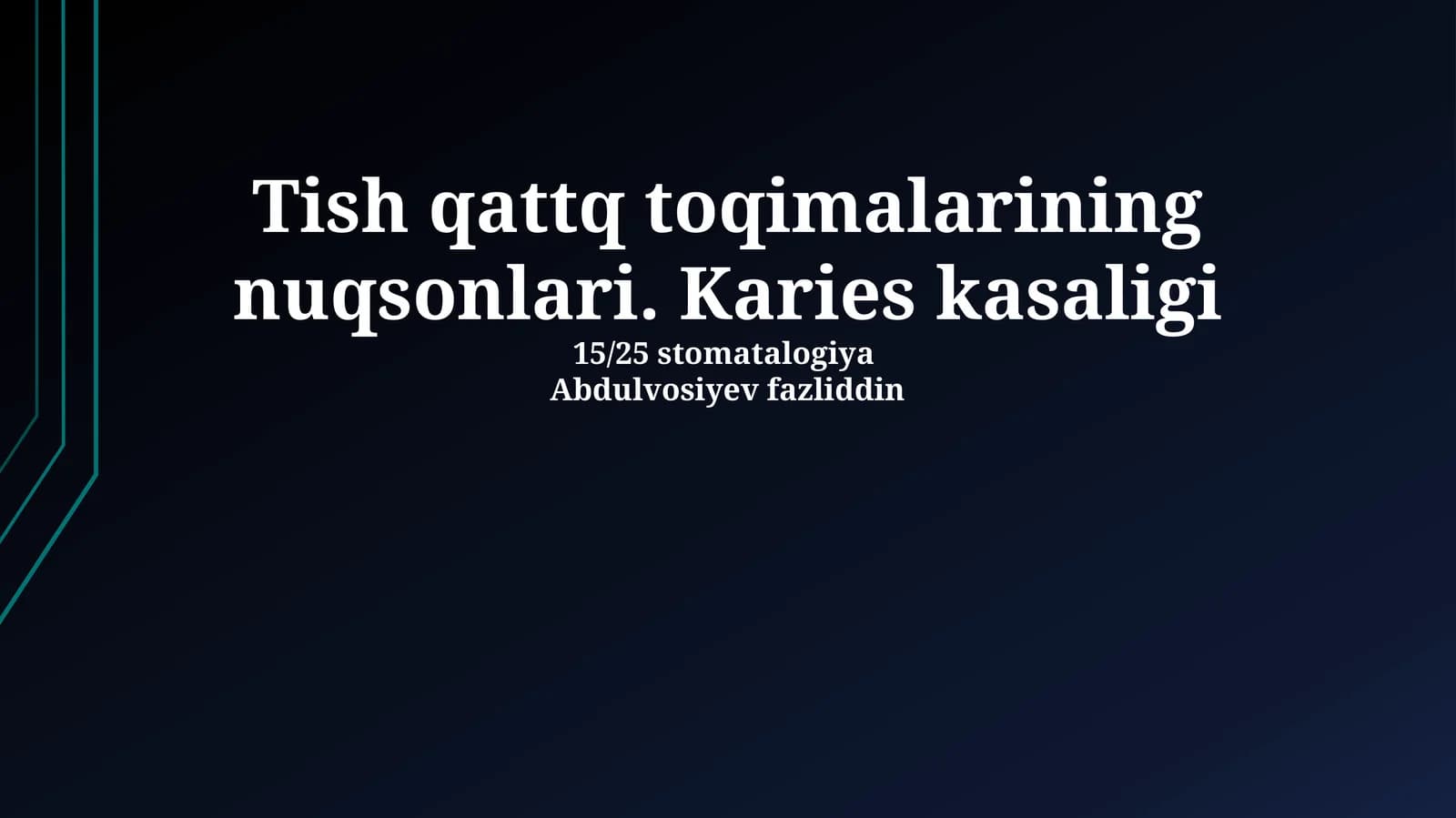 Tish qattiq to'qimalarining nuqsonlari. Karies kasaligi