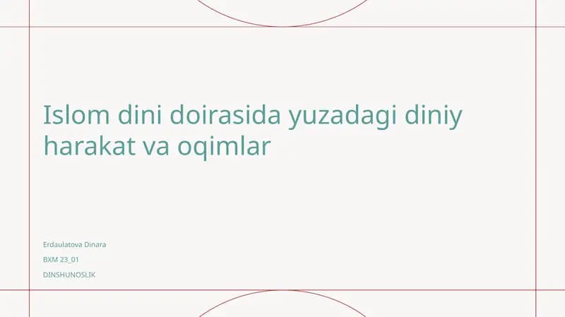 Islom dini doirasida yuzadagi diniy harakat va oqimlar