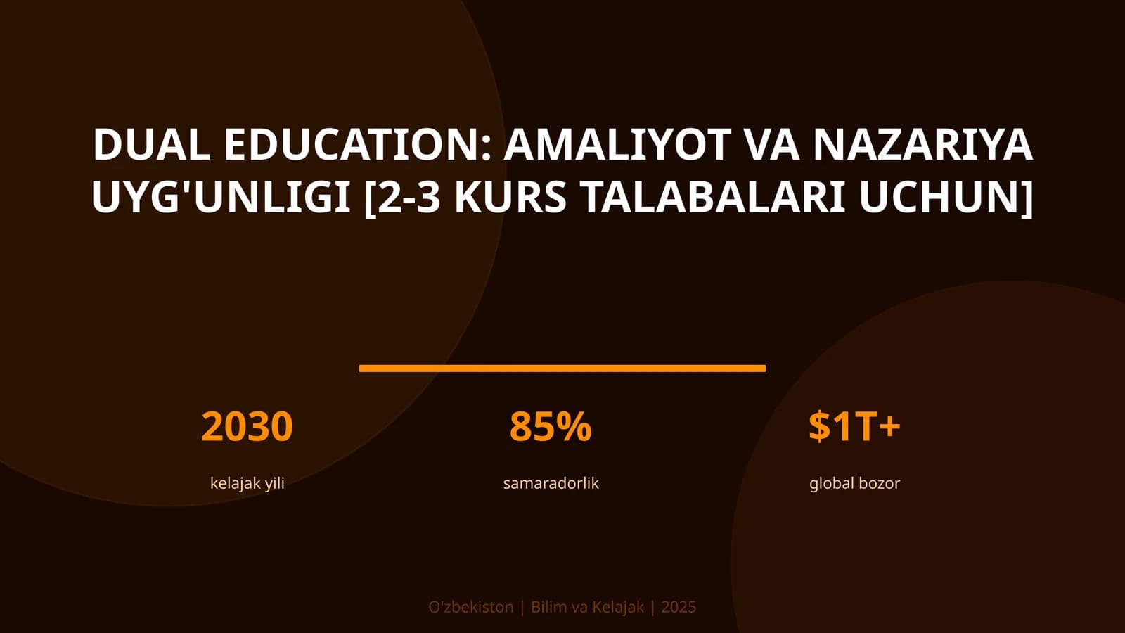 Dual education: amaliyot va nazariya uyg'unligi [2-3 kurs talabalari uchun]