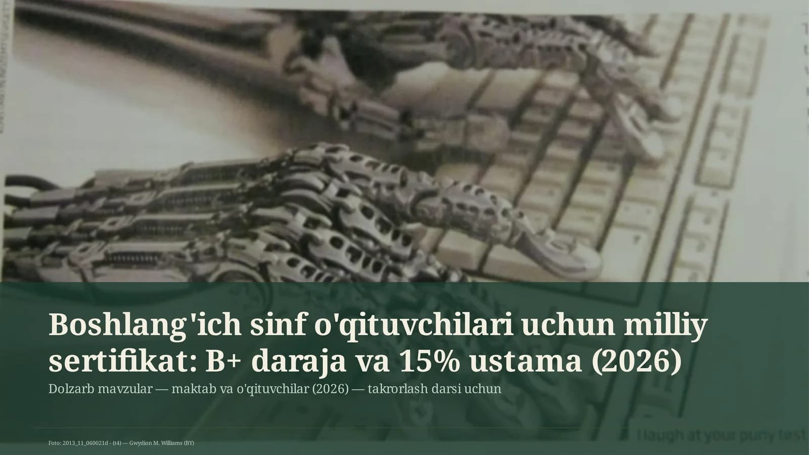 Milliy sertifikat: B+ daraja va 15% ustama