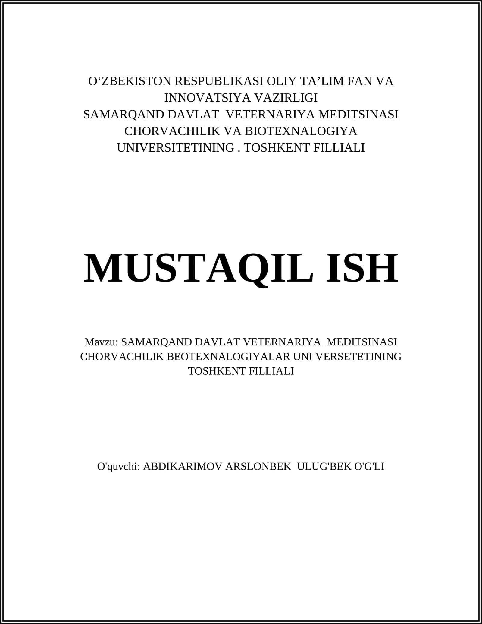 Veterinariya tibbiyoti asoslari