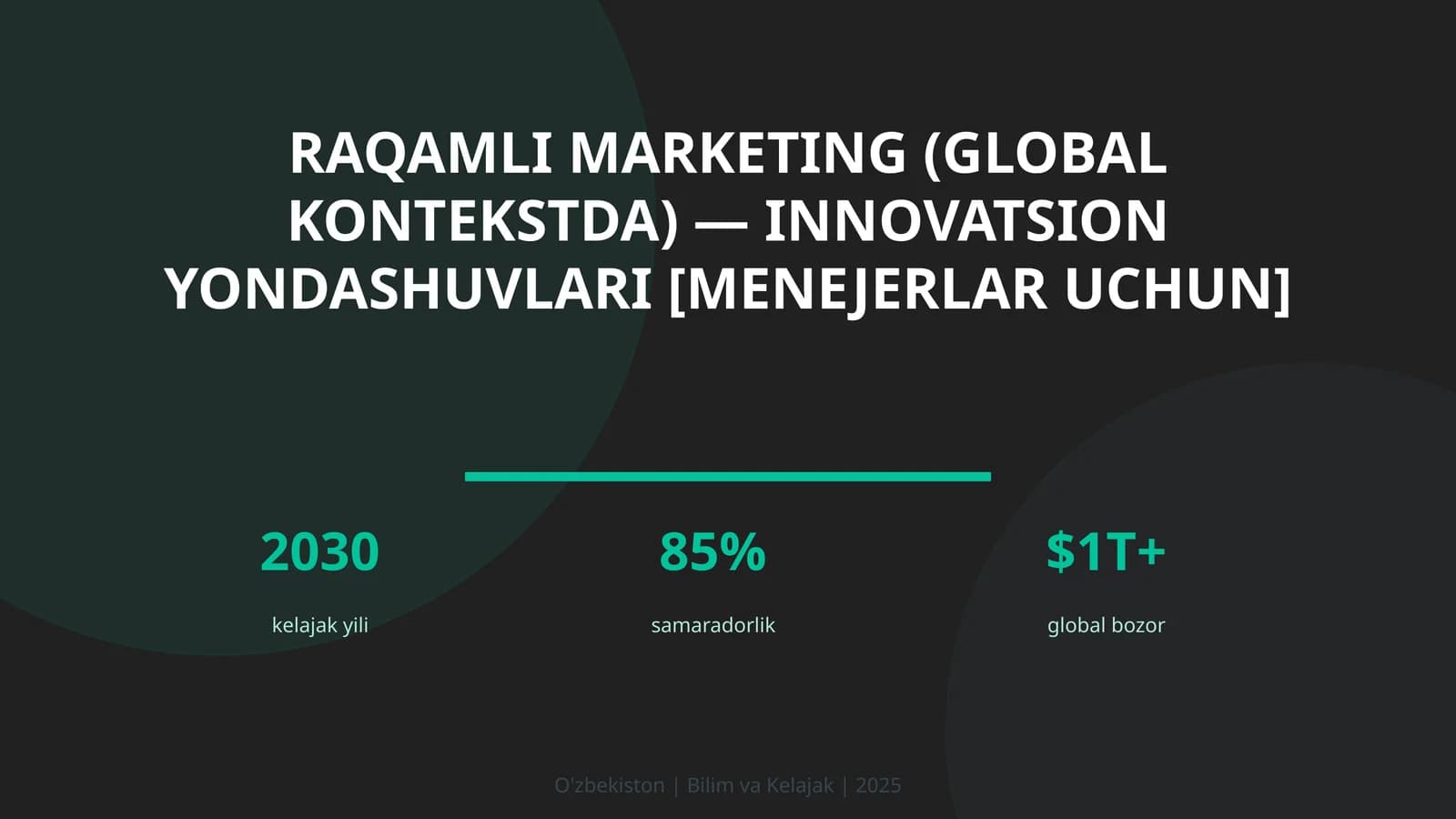 RAQAMLI MARKETING (GLOBAL KONTEKSTDA) — INNOVATSION YONDASHUVLARI [MENEJERLAR UCHUN]
