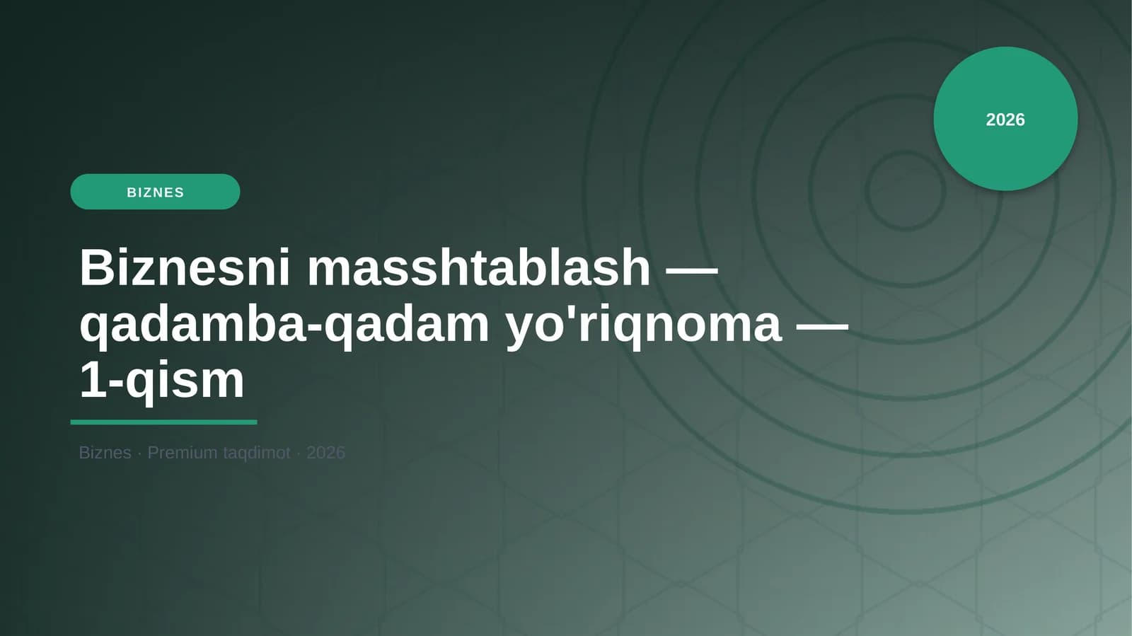 Biznesni masshtablash — qadamba-qadam yo'riqnoma — 1