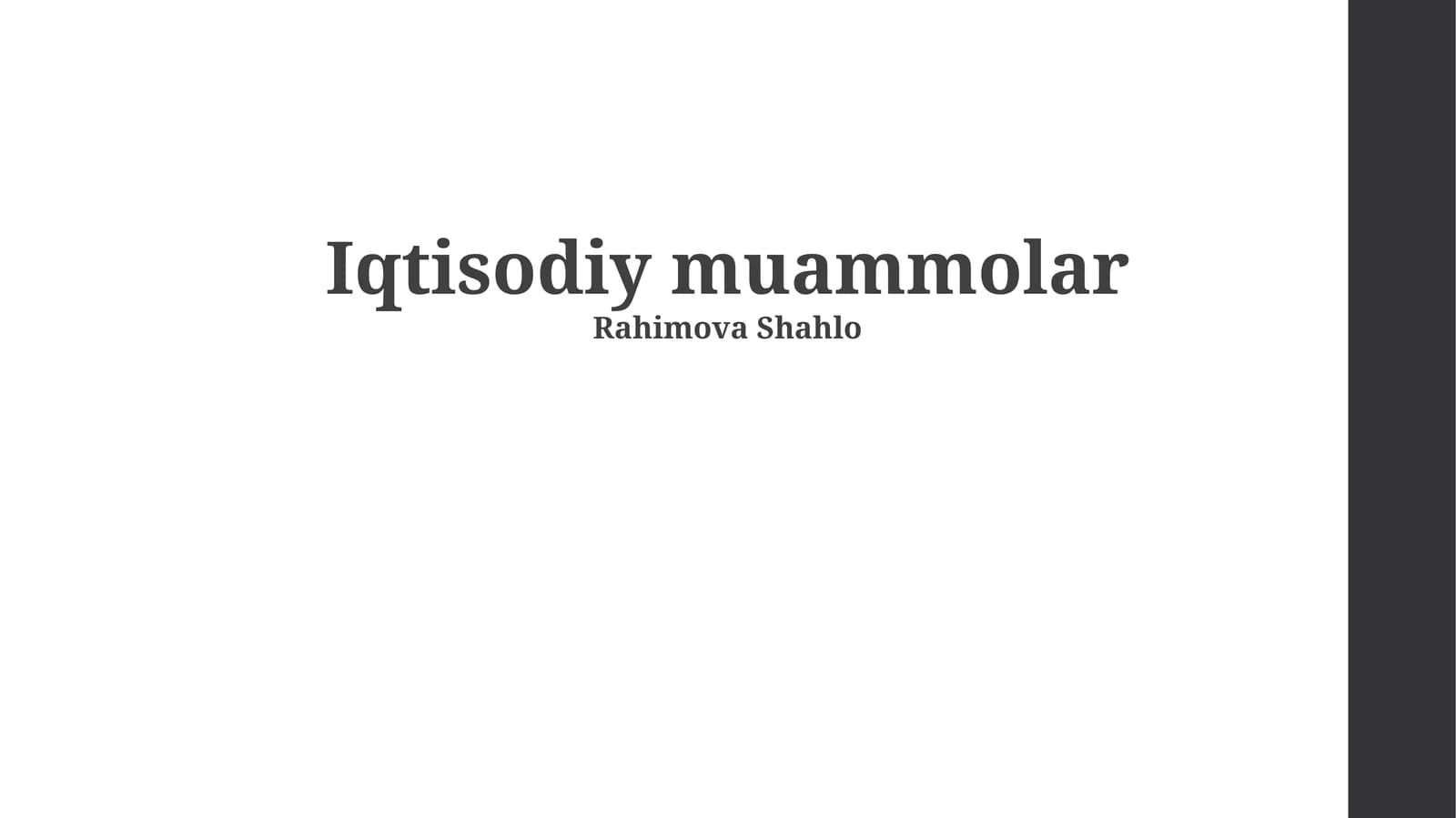 Iqtisodiy muammolar