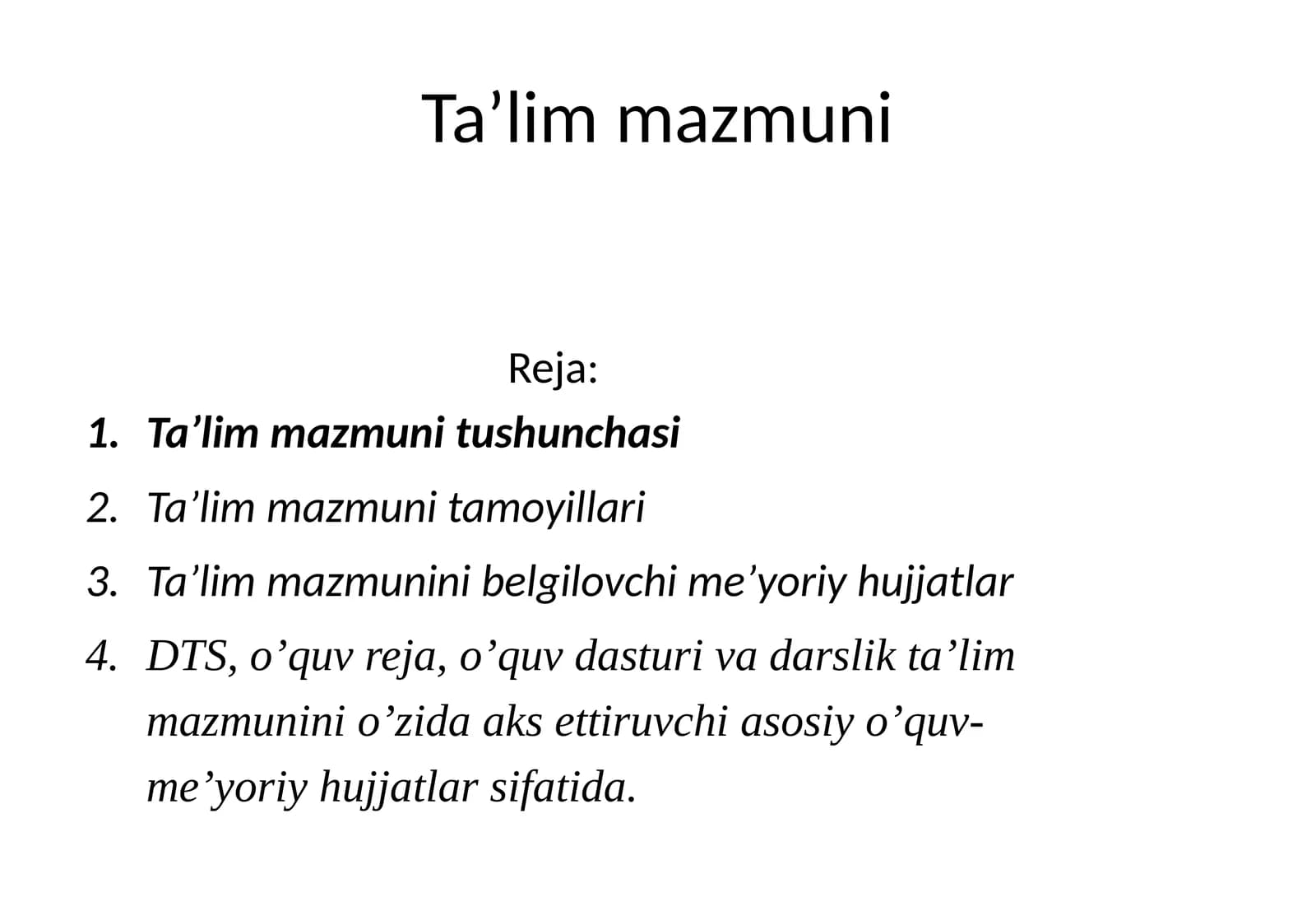 Ta’lim mazmuni