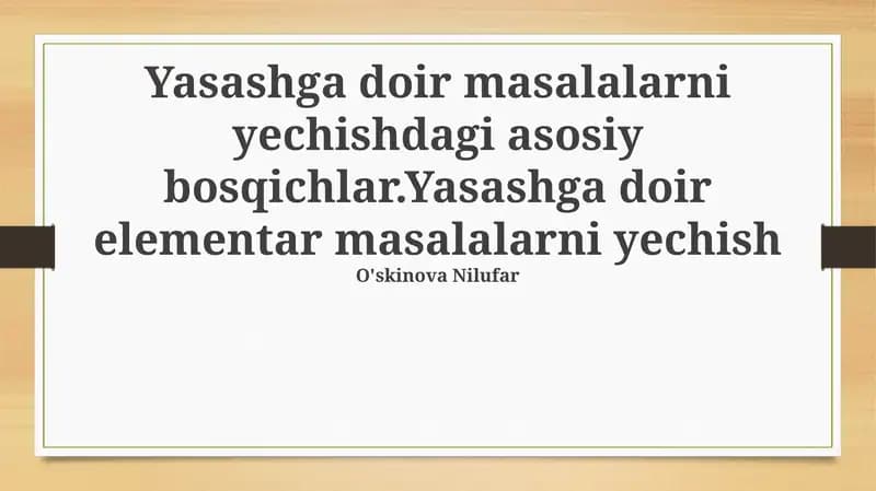 Elementar masalalar