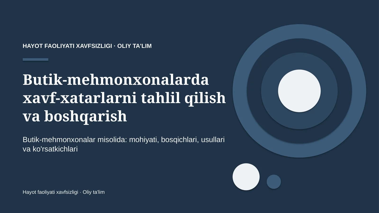 Butik-mehmonxonalarda xavf-xatarlarni tahlil qilish va boshqarish