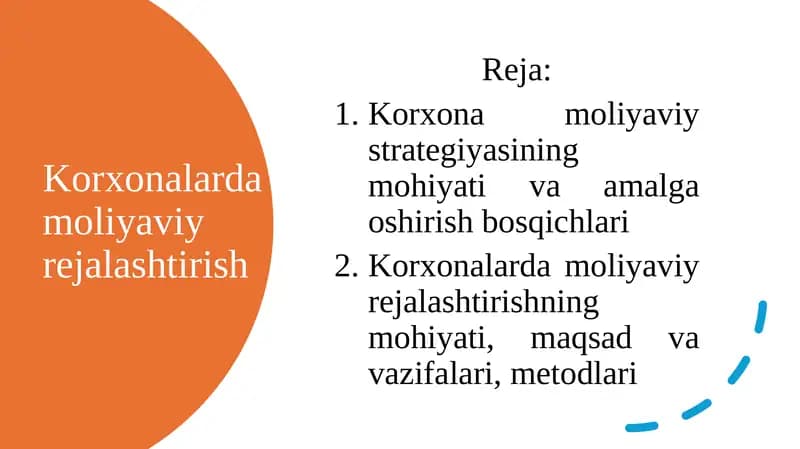 Korxonalarda moliyaviy rejalashtirish