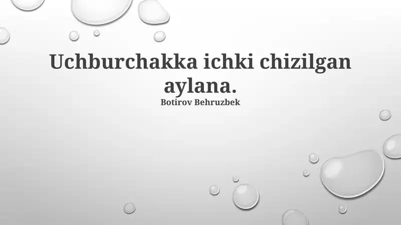 Uchburchakka Ichki Tekislangan Doira