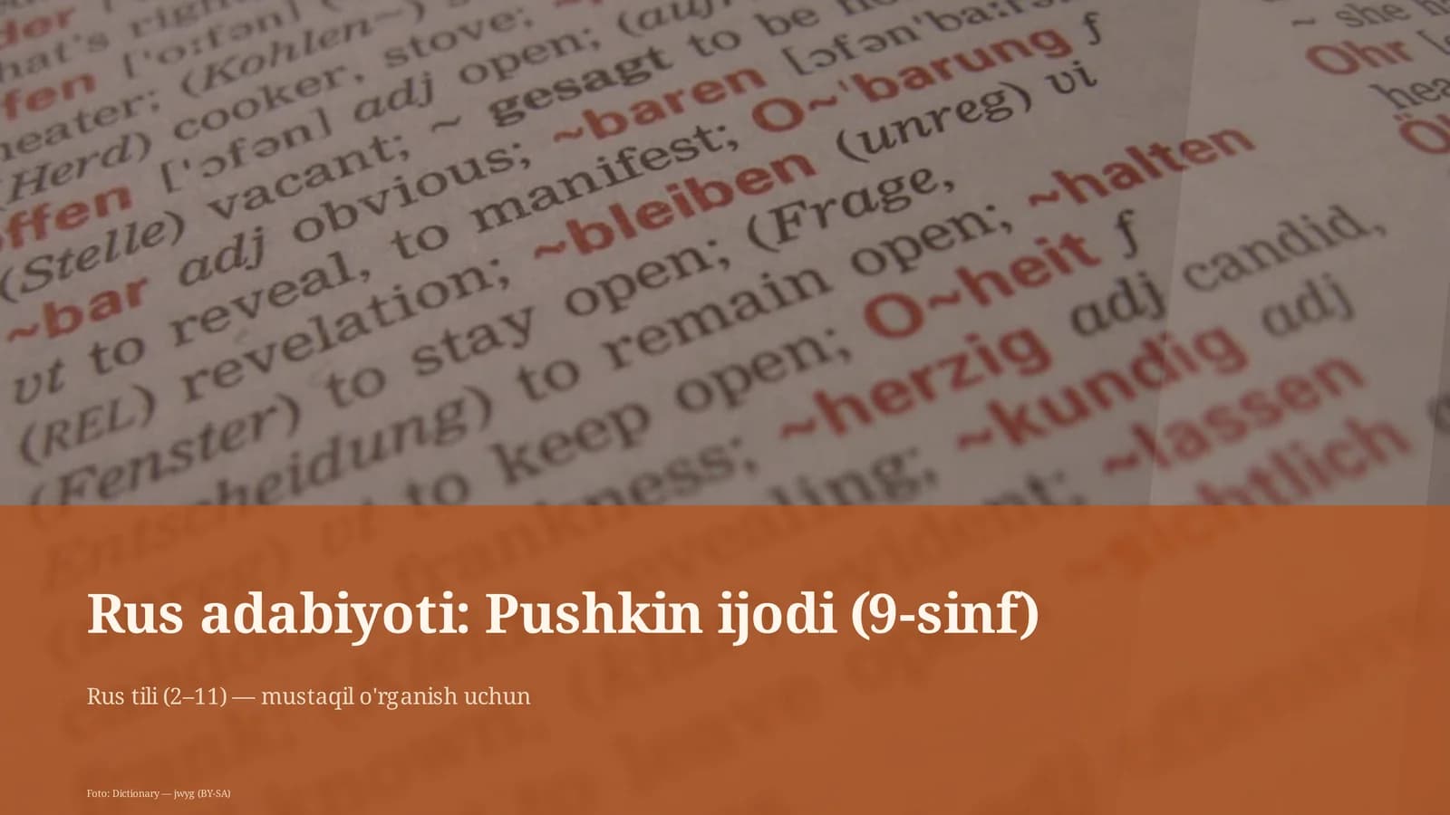 Rus adabiyoti: Pushkin ijodi (9-sinf)