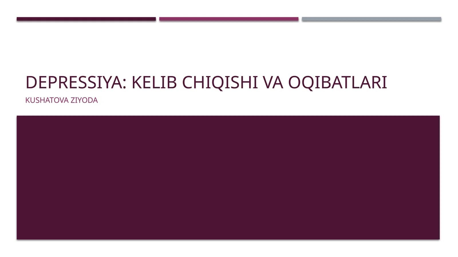 Depressiya:kelibchiqishivaoqibatlari