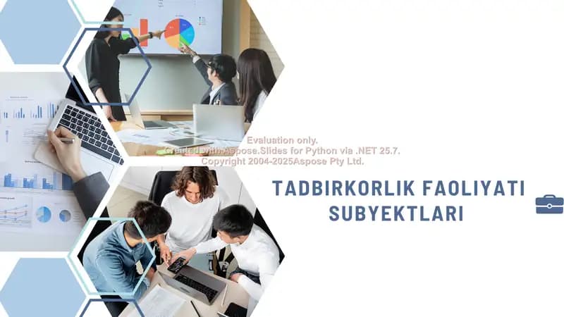 Tadbirkorlik faoliyati subyektlari va ularning xususiyatlari