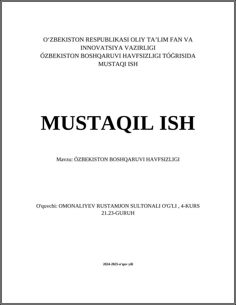 Oʻzbekistonning milliy xavfsizlik siyosati