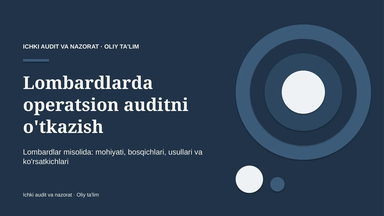 Lombardlarda operatsion auditni o'tkazish