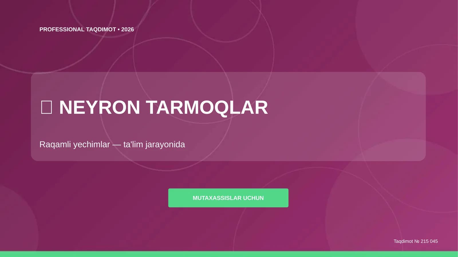 Neyron tarmoqlar: raqamli yechimlar (ta'lim jarayonida)