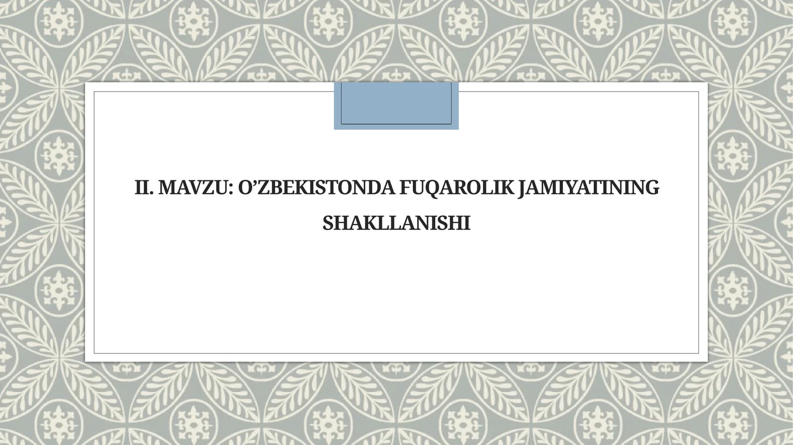 O'zbekistonda fuqarolik jamiyatinin shakllanishi