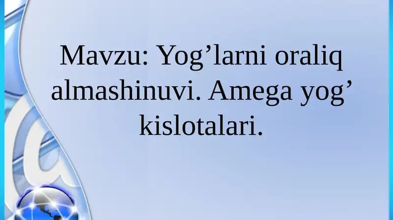 Yogʻlarni oraliq almashinuvi