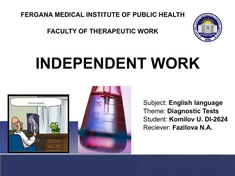 Diagnostic Tests (Diagnostik tekshiruvlar)